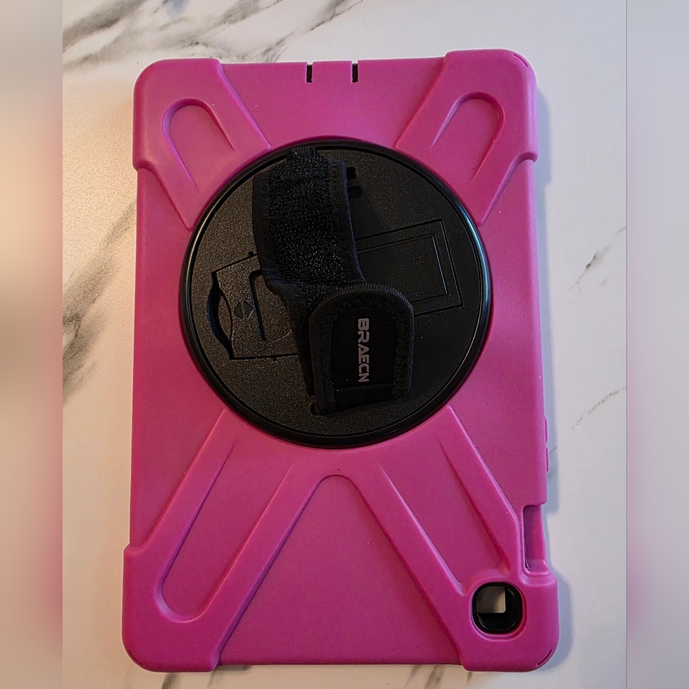 Pink Rotating Tablet Case with Hand Strap For Samsung SE5 TABLET
